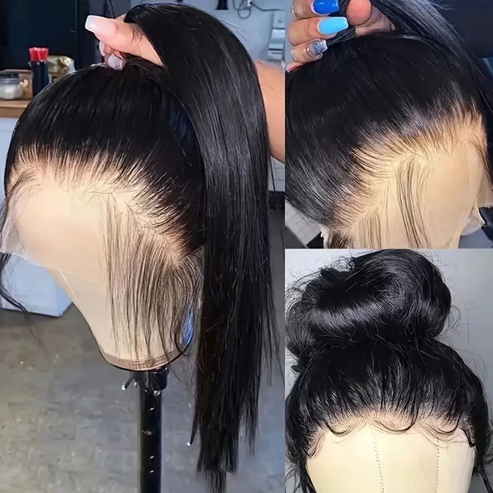 13x4 Glueless Straight Lace Front Wig for Women - Heat Resistant Synthetic Hair,Pre-Plucked,Free Part,Long Silky Look,Adjustable Straps&Combs,Perfect for Daily Wear,Weddings,and Special Occasions,Straight Wig Lace Front