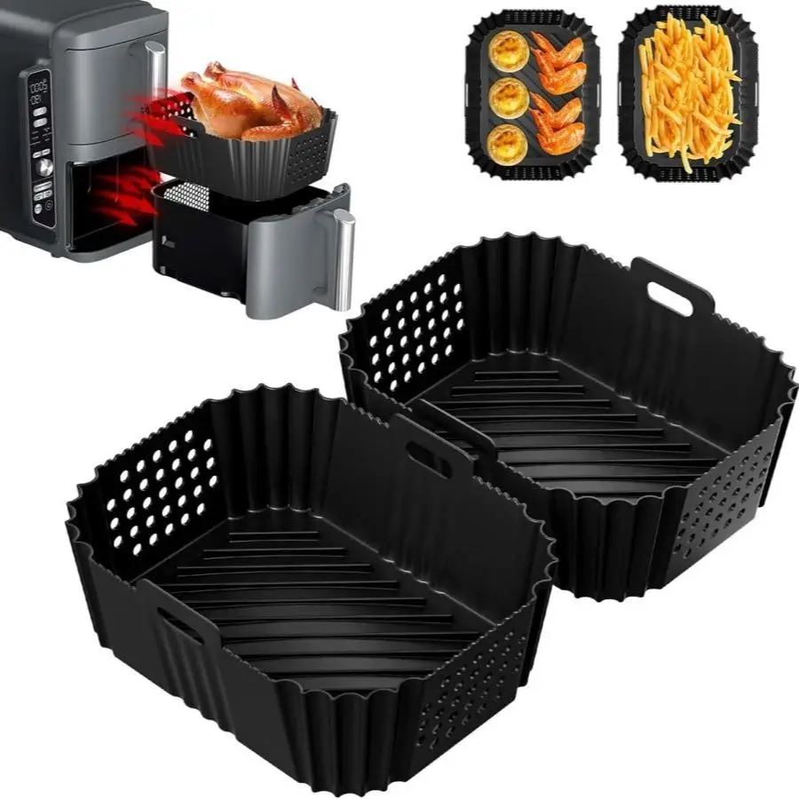 Silicone Air Fryer Liner, 2 Counts/set Air Fryer Accessories for Ninja Double Stack XL 9.5L Air Fryer SL400UK and Foodi Max Dual Zone AF400EU / AF300E