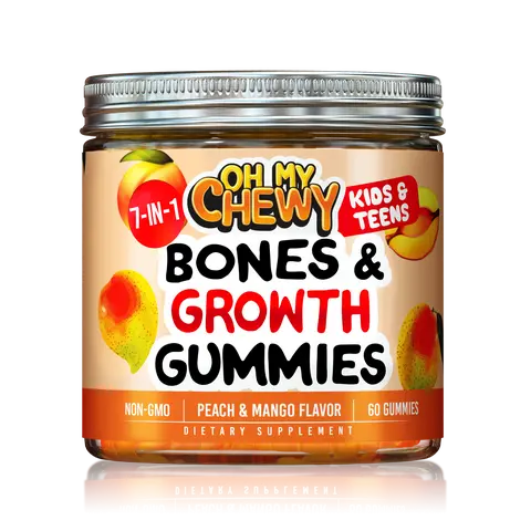 Height Growth Gummies for Kids & Teens – Bones & Growth Vitamins with Calcium, D3, K2, Zinc | OH MY CHEWY