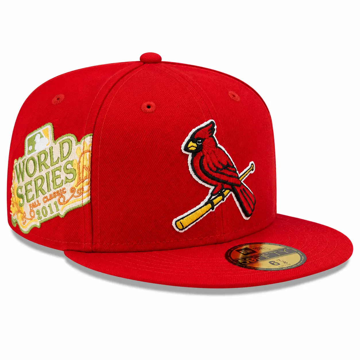 St. Louis Red Baseball Cap 59FIFTY Fitted Hat – Cardinal Embroidered World Series 2011 Patch Flat Brim Style