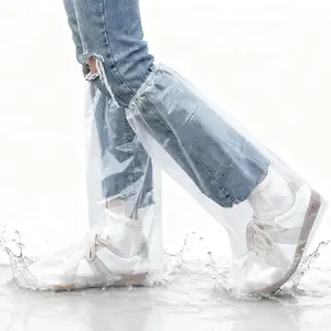 10 Pairs Disposable Long Transparent Shoe Covers, Waterproof Plastic Boot Covers for Men, Outdoor Rain Protection (Home Care Supplies)