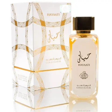 Lattafa Hayaati Gold Elixir Unisex EDP - 3.4 oz (100 ml) Aromatic Citrusy Fragrance, Alcohol Base, Citrus Blend, Leather & Vanilla Notes, Single Item