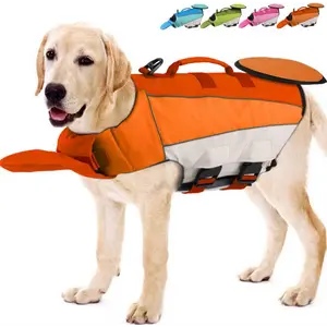 Large Dog Life Jacket, Dog Life Vest for Swimming, Adjustable Dog Swimming Vest, High Flotation Dog Life Preserver with Rescue Handle, Orange, XXL