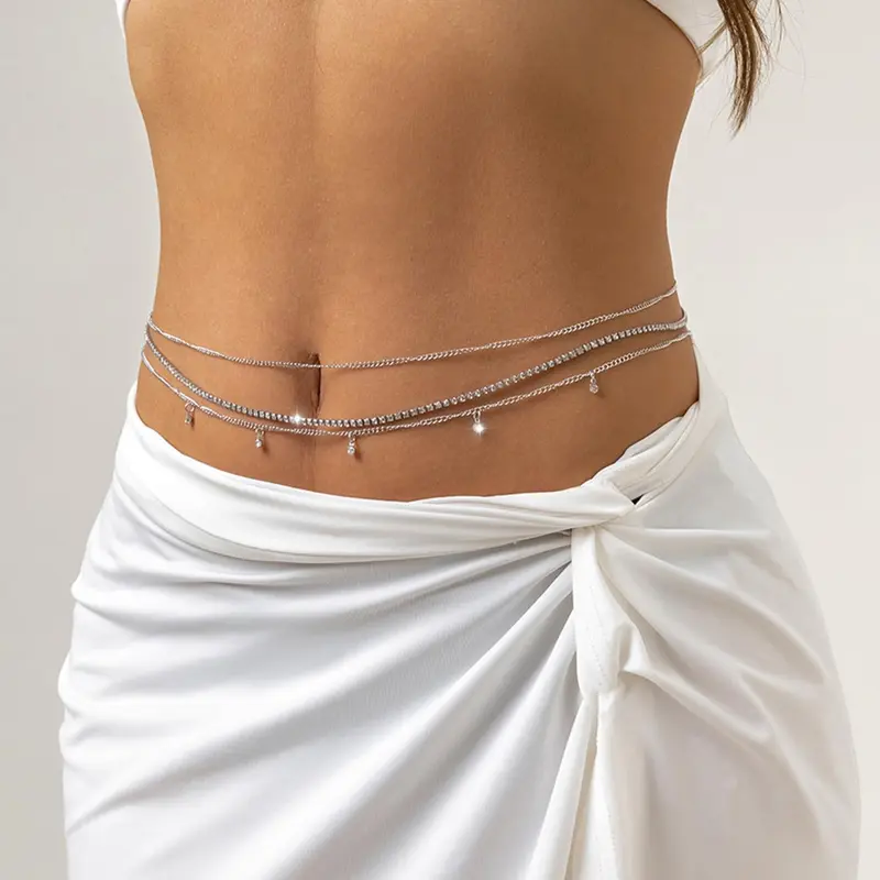 Women's Elegant Rhinestone Decorated Waist Chain for Summer, Fashion Jewelry for Party, Daily Clothing Decor, Trendy All-match & Exquisite Jewelry for Birthday Gift