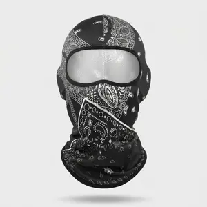 Black Paisley Balaclava Face Mask, Lightweight Neck Gaiter for Motorcycle, Cycling & Outdoor Sports