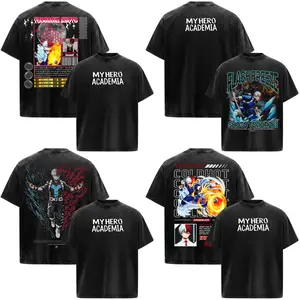 Shoto Todoroki My Hero Academia Anime Manga Acid Washed 230GSM Heavyweight Cotton T Shirt Collection - Size S to 3XL - Unisex Vintage Streetwear Oversized Crewneck Merch - Gift for Anime Fans