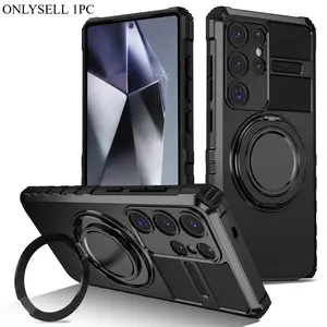Shockproof Protective Smartphone Case with 360° Rotatable Magnetic Bracket, Phone Case with Ring for Samsung Galaxy S25 S24 S23 S22 S21 Ultra Note 20 Ultra Plus, Cover, Accessories, Casing