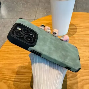 Phone Case - Matte Leather Imitation Phone Case, Compatible with IPhone 17, 16, 15, 14, 13, 12, 11 Pro Max Plus Models. It Features Lens Protection, Full Coverage Design, Shock Resistance, Fashionable Appearance, and High-quality Frame.