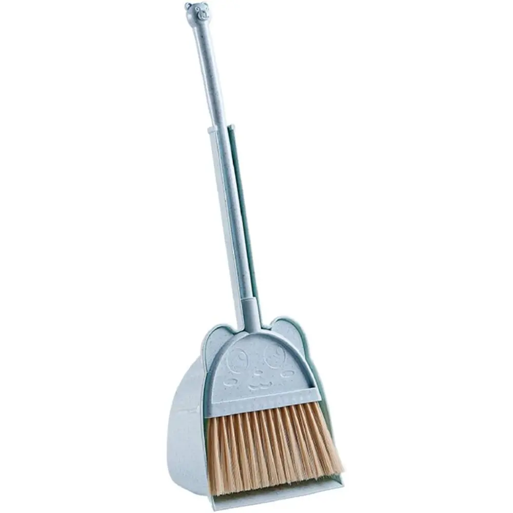 Kids' Mini Broom and Dust Pan Set - Soft Bristle Broom, Home Cleaning Tool, Little Housekeeping Helper (Blue, Recommended for Ages 1.5-4)