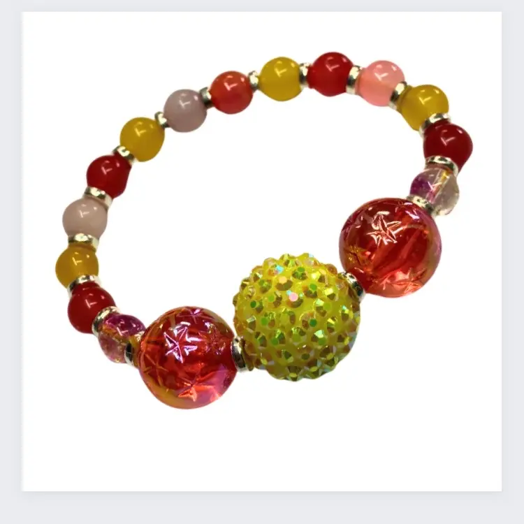 Summer fun bracelet with large acrylic beads and 8mm beads in my summer mix