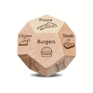 Valentine's Day Wooden Dice Gift, Couple Game Christmas Present, 12 Sided Date Dice, Food Activity Dice, Dating Couple Gift