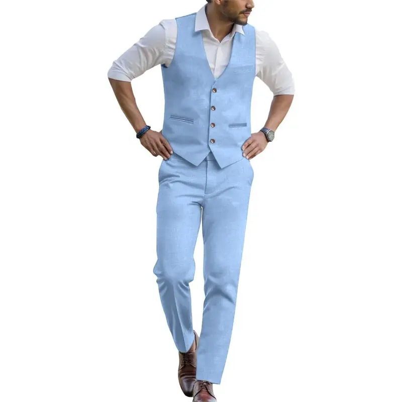 knee length dresses for ladies Custom Shirt Made from Linen Fabric 鈥?Breathable, Classic Style for Warm Weather Elegance Sky Blue