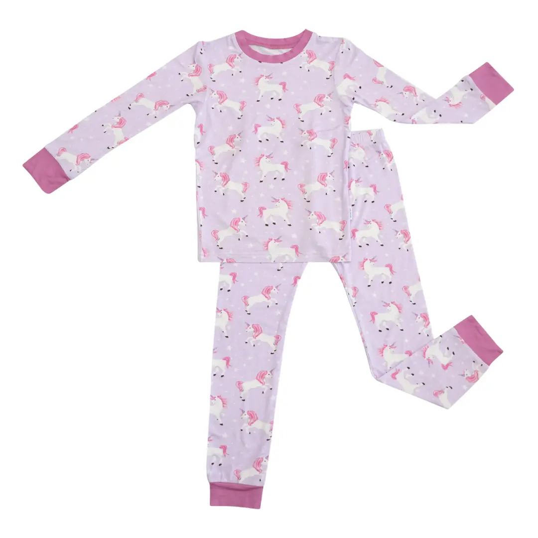 Zip N' Bear Bamboo Pajama Set Buttery Soft 2 Piece PJs for Girls Kardashian Favorite