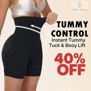 LeierShape SculptPro High-Waisted Mid-Thigh Shorts for Women Double Compression Tummy Control 3D Butt Lifter 4 Steel Bones Lace Hem Anti-Slip Silicone Everyday Postpartum Post Surgery Shapewear