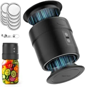 [Black Friday] Dual-Head Mason Jar Sealer, Auto-Stop Canning Kit with Dust Cover, 5×Wide Mouth & 5×Regular Mason Lids for Food Storage Vacuum