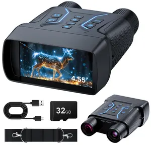 Upgraded 4K Night Vision Goggles, Digital Night Vision Binoculars with 4.55" Large Screen, 8X Zoom, 7-Level IR, 4500mAh Battery, 32GB, Full Dark 1312FT for Hunting, Camping, Bird Watching, Gift for Dad