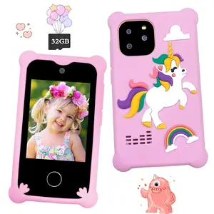 2.8 Inch Children's Smart Toy Mobile Phone, Children's Touch Screen Mobile Phone with Dual Cameras, Soft Silicone Sleeve and 32G Memory Card, Puzzle Game + Music Player,  The Best Easter Birthday Gift for Boys and Girls Aged 3-12