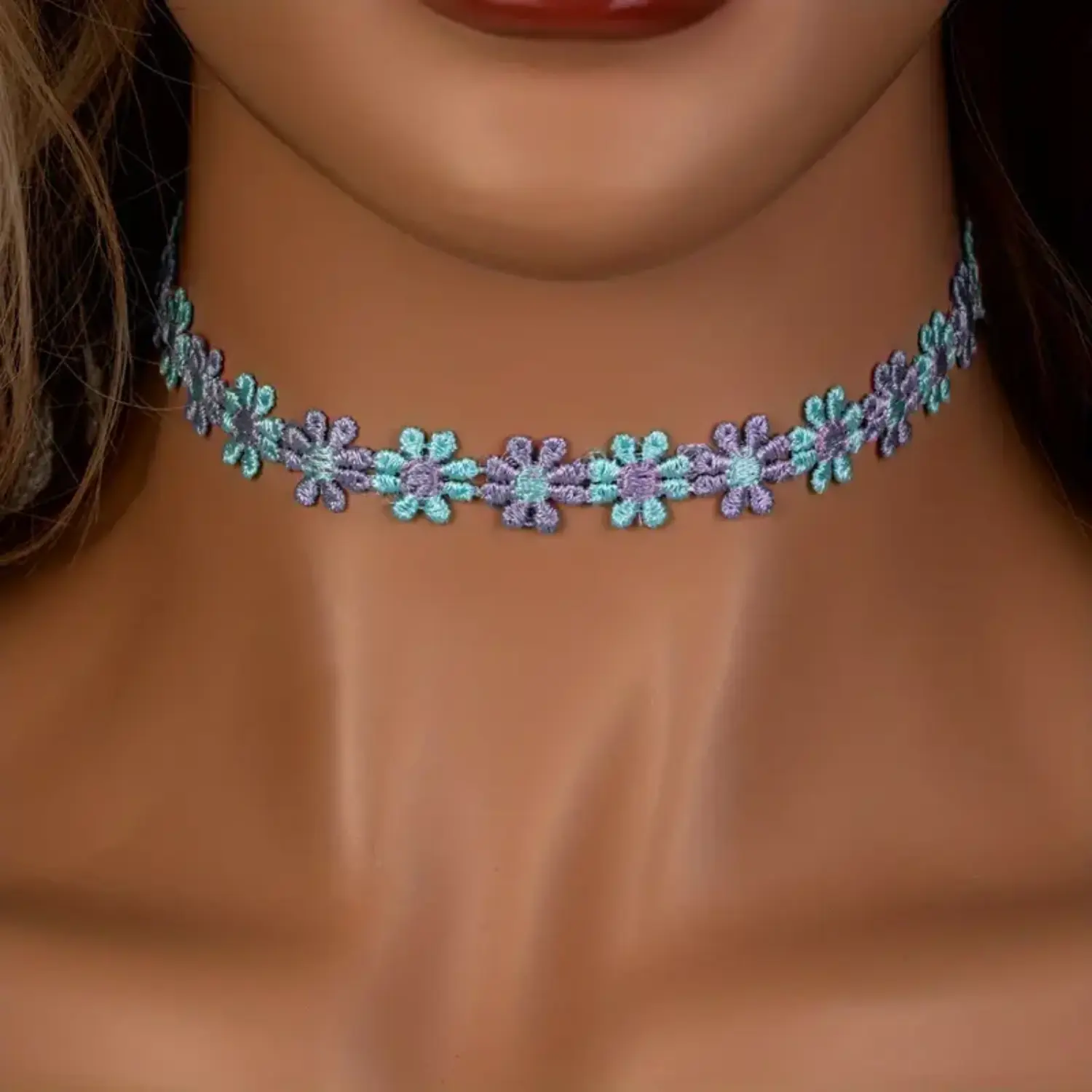 Bohemian Style Colorful Flowers Fabric Choker