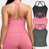 CHRLEISURE 3PCS Tank Strappy Back Yoga & Fitness Top for Women Flattering Fit Comfortable Stretch high elasticity breathable comfortable
