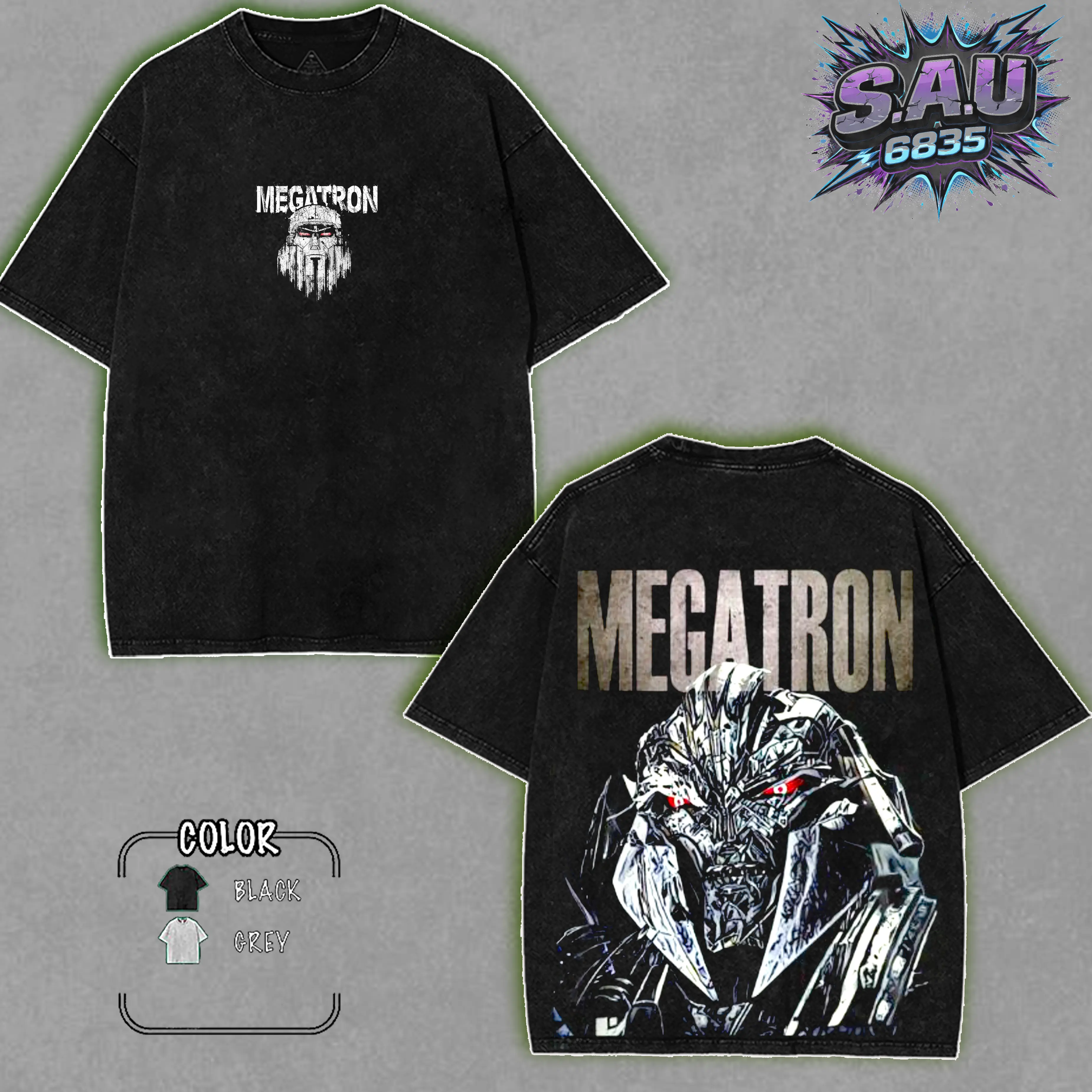 Megatron Tyrant Robot Leader Tshirt Hoodie Decepticon Warlord Comic Heavyweight Vintage 90s Bootleg Cybertron Conqueror Acid Wash Streetwear Graphic Premium Cotton