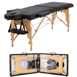 Massage Table 72.8 inch Long Bed with Headrest/Armrest Height Adjustable 2/3 Folding Portable Bed Table Massage Bed Tattoo Chair Tattoo Bed