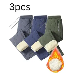 Men's 3-Pack Long Pants, Fleece Lined Warm Straight Leg Pants, Ideal for Winter Outdoor Activities, Comfortable and Stylish