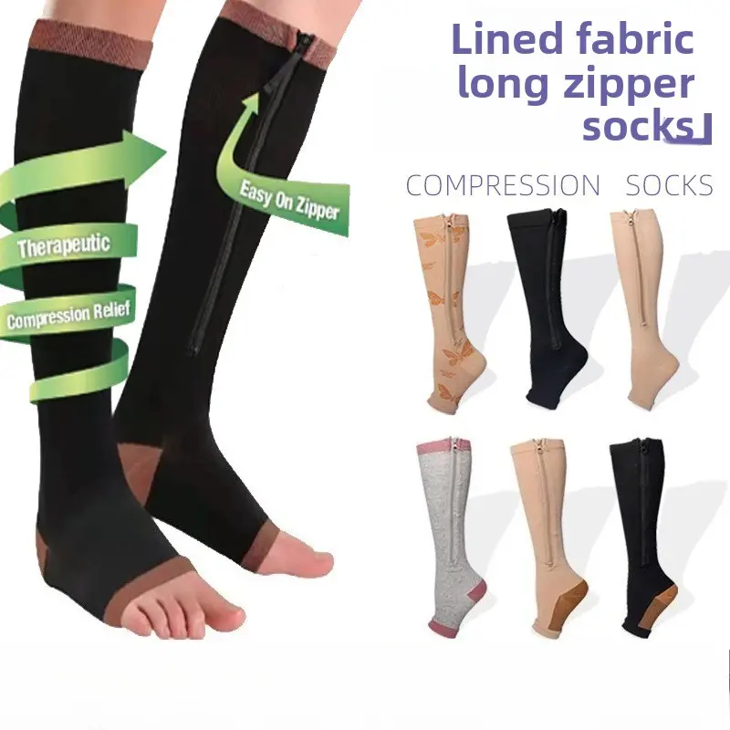 Premium Compression Socks for Running & Recovery - Zipper Ankle Support Socks with Breathable Liner, Non-Slip Fit for Men & Women, Athletic Stretch Socks for Hiking, Travel, Nursing, Sports patella stabilizer balaclava jacket zip magnetic pink switch stre