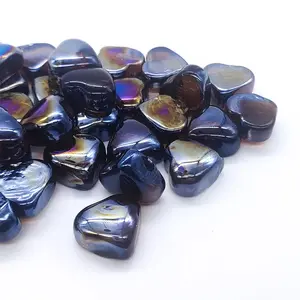 Brown Heart Shaped Glass Pebbles, (1 Inch) Glass Beads Tabletop Scatter Gems for Vase Fillers, Aquarium Decorations, Garden Decorations - 1lb/3lb/5lb
