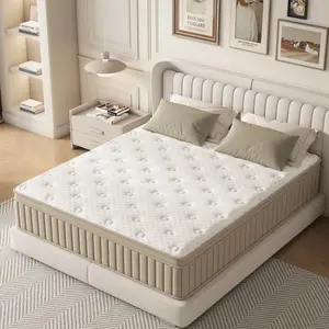 10/12/14” Twin Full Queen King Boxed Individual Spring Mattress, Gel Memory Foam Mattress, Medium Firm, Soft & Comfortable, Khaki Hybrid Mattress