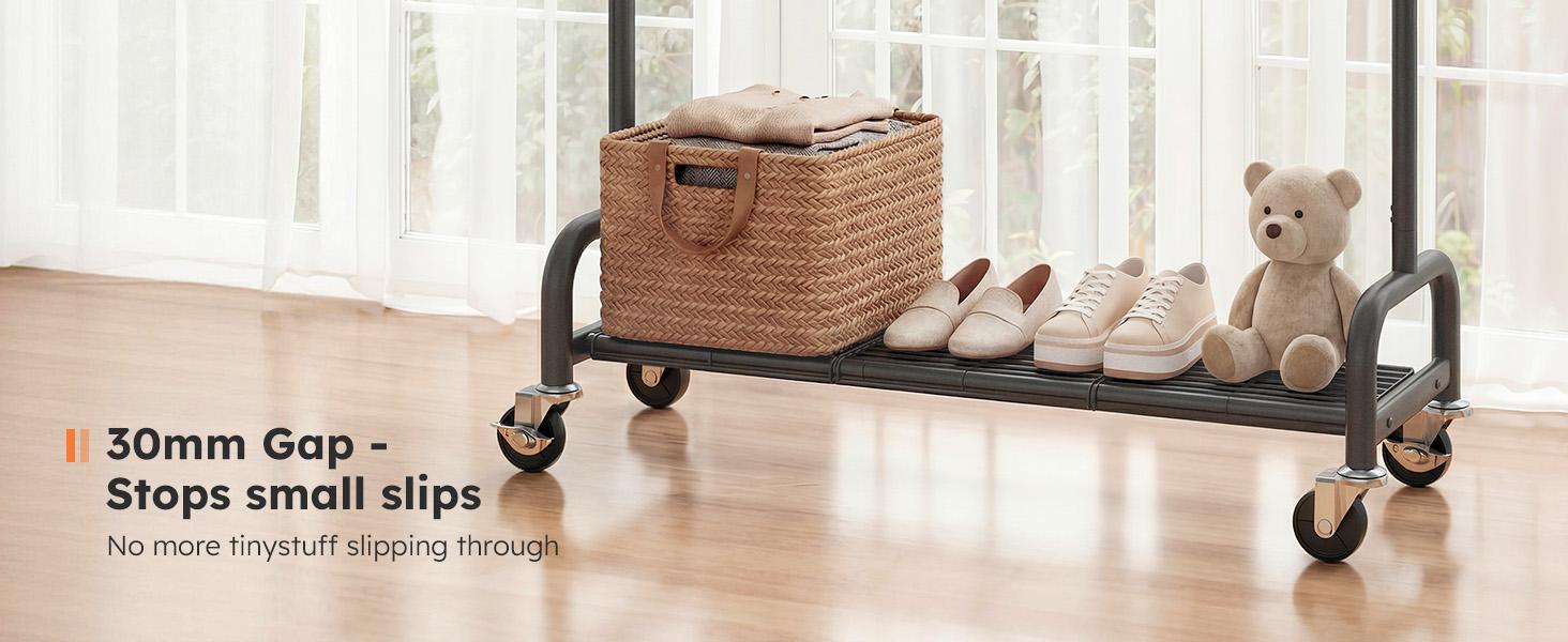 SOLEDI Heavy Duty Clothes Rack – Rolling Partitioned Wardrobe Organizer with Lockable Wheels, Bedroom & Laundry Storage, 460 lbs Capacity,garment rack,, laundry organizer, coat rack, space saver,teacher appreciation gifts sturdy metal frame