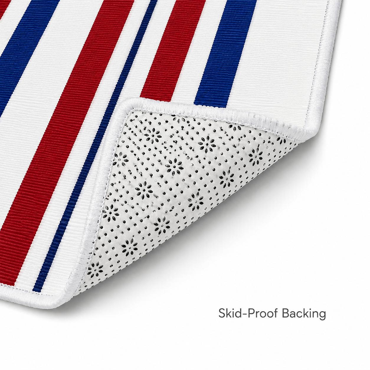 1Pc National Day Entry Rug, Entrance Mat, Stylish Floor Rug, Red White Blue Striped Pattern, Summer Patio Ornament, Rustic Outdoor Porch Doormat, Festive House Accent