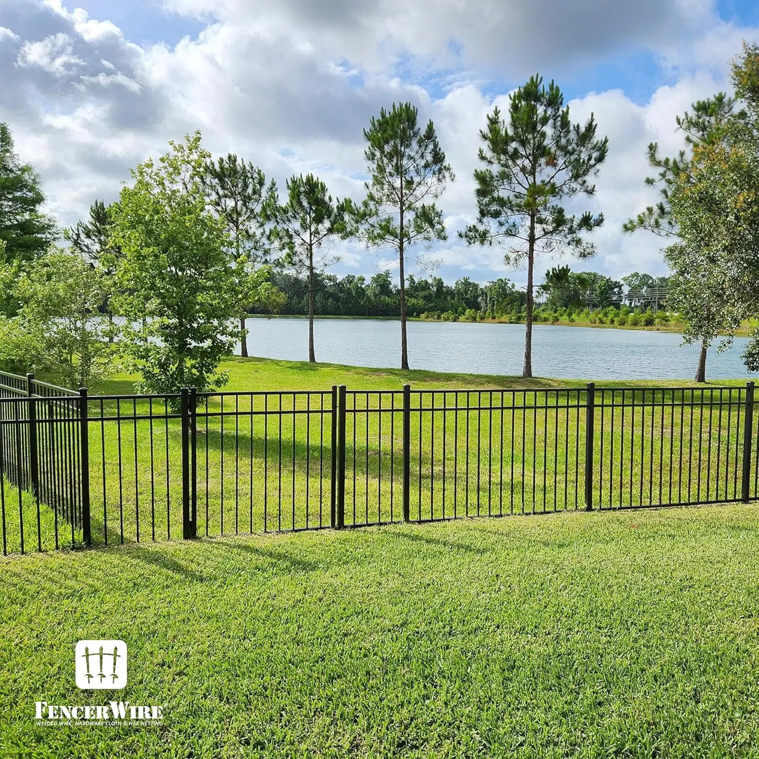 CAPHAUS Heavy Duty Flat Top Fence Barrier Kit, Anti-Rust Metal Steel Fence with 4FT Height X 6FT Width Panels, with Flat Top Fence Gate, Posts, Connectors, Outdoor Fencing for Yard