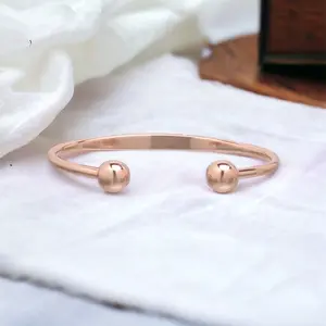 Sleek Traditional Ball Copper Cuff