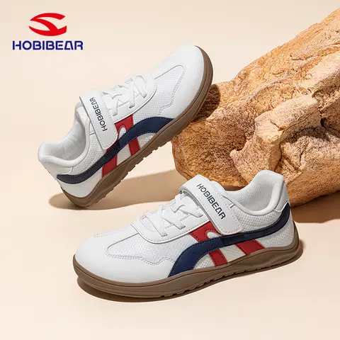 HOBIBEAR Unisex Kids' Universal Sports Shoes - Synthetic PU Upper, EVA Sole, Wide-Toe Fit, 6-10 Years, All Seasons Casual Wear, Lightweight Breathable, Velcro Closure for Easy Wear/Fast On/Off, Light Cushioning, School to Play