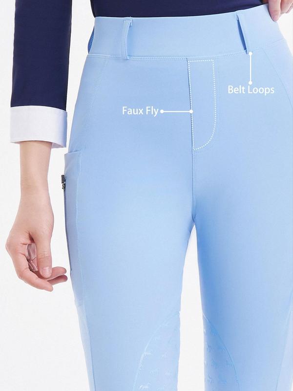 Women's Horse Pattern Pocket Silicone Riding Pants, Lightweight Breathable Comfortable Equestrian Pants, Ladies Sportswear for Riding