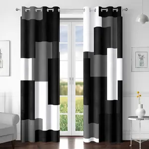 Tyrot 100% Blackout Curtains Set of 2 – Thermal Insulated, Noise Reducing, Modern Geometric Drapes for Bedroom & Living Room