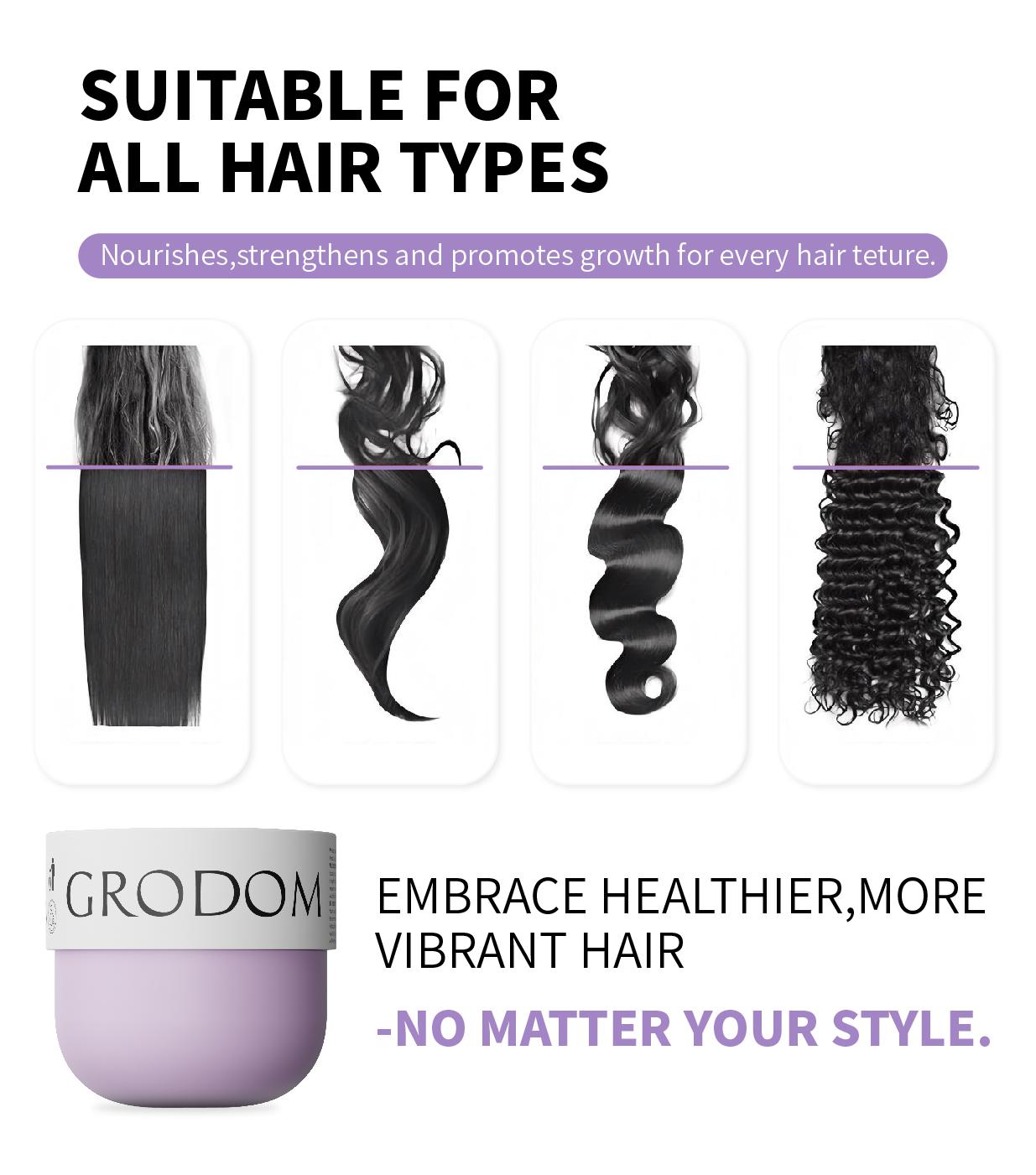 GRODOM Keratin Repair Hair Mask,Deep Conditioning Hair Treatment for Damaged Hair,Anti-Frizz Hydrating Hair Mask for Dry Curly 3A to 4C Hair,Color-Treated Hair Care,Cuticle Sealing Deep Nourishing Hair Repair,300ml