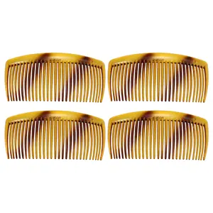VOCOSTE 4 Pcs Classic Side Clip Hair Comb, Teeth Hair Combs Hair Clip Comb, Brown, 4"