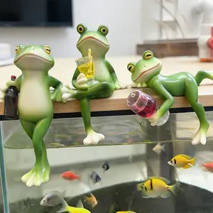 Whimsical Frog-Shaped Resin Ornament, 1-Piece Fan Frog Decoration, Creative Home Decor, Cute Desk Accent for Garden Planters, One-Piece
