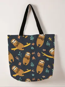 Lazy Bear Print Casual Bag, Fashionable Shopping Bag, Storage Bag, Suitable for Travel, Business Trips, All Seasons Use