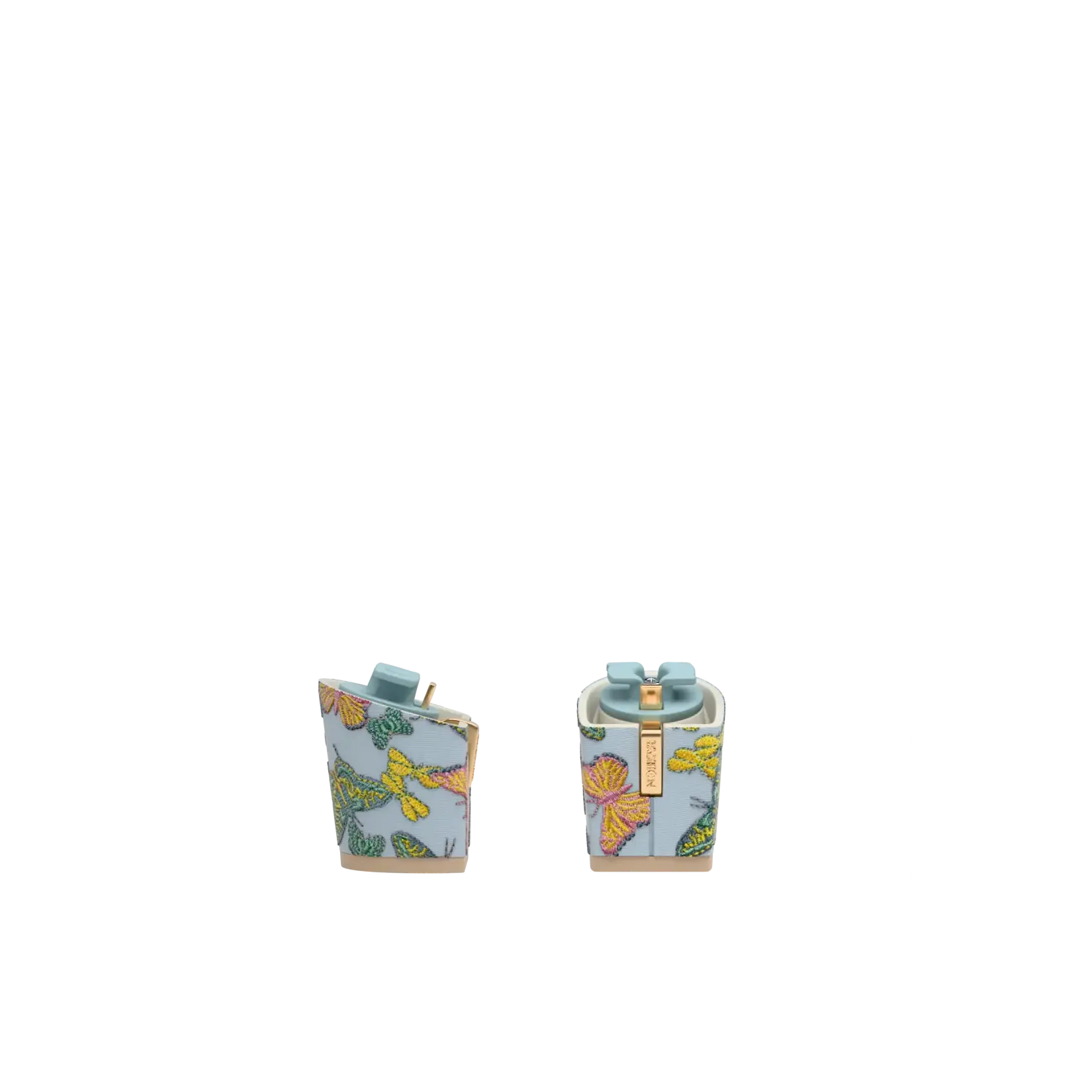 Block Heel Kit 3 Baby Blue Butterfly Embroidery