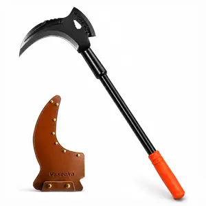 Vaseeka Manganese Steel Double-Edged Weeding Tool, 20” Metal Handle (with Protective Sheath), suitable for outdoor gardening tasks: trimming branches, cutting weeds, clearing paths. Tree pruning tool.