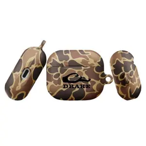 Drake Waterfowl "Old School" Brown Camo AirPods Case | Iconic Duck Hunting Logo | Rugged Shockproof Cover for AirPods 1/2/3/4 & Pro