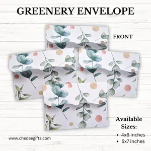 50 Pack Greenery Wedding Invitation Envelope