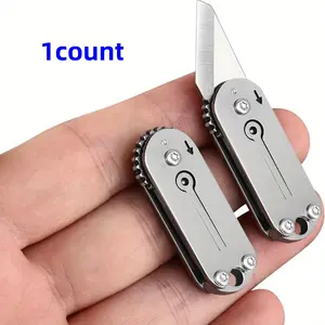 Mini Pocket Knife with Keychain, Stylish Titanium Alloy Edc Utility Blade, Perfect Everyday Carry Box Cutter, Great Gift for Men & Women, Folding Pocket Knives, Portable Multipurpose Knives