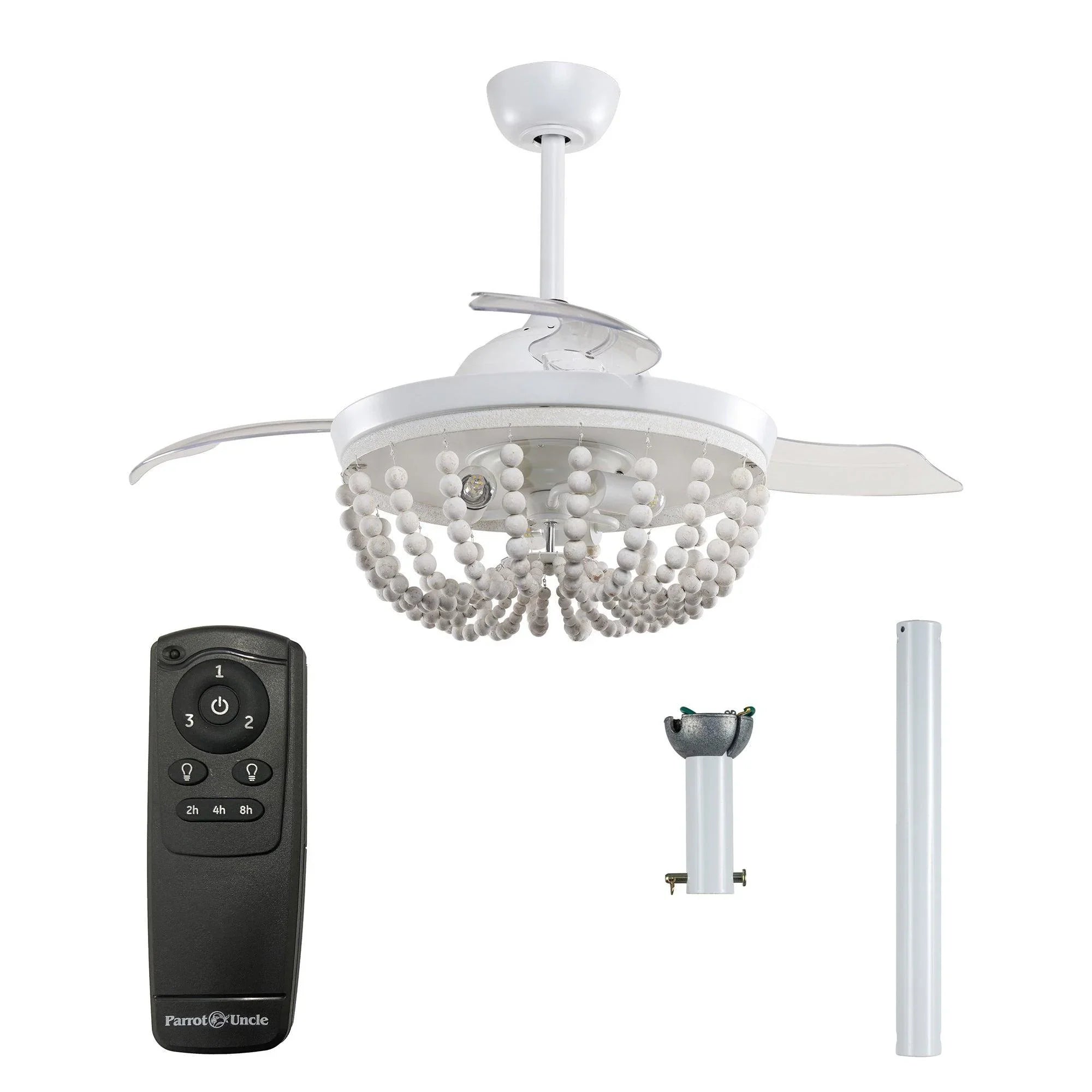 42" Huang Farmhouse Ceiling Fan with Wooden Beads & Integrated Lighting