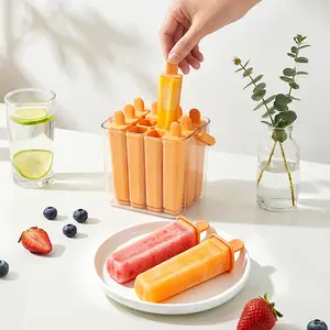 Silicone Ice Cream Mold Popsicle Molds with Lid, One Box of 12, Food Grade Reusable Easy Release Ice Pop Maker for Kids and Adults, Homemade Frozen Yogurt Ice Cream Bars, Freezer Mold, DIY Dessert Kitchen Tool for Summer Treats and Healthy Snacks