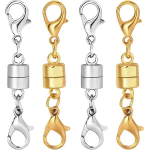 Magnetic Necklace Clasp and Closures with Double Lobster Clasp, 14K Gold & Silver 6PCS Jewelry Extenders for Women