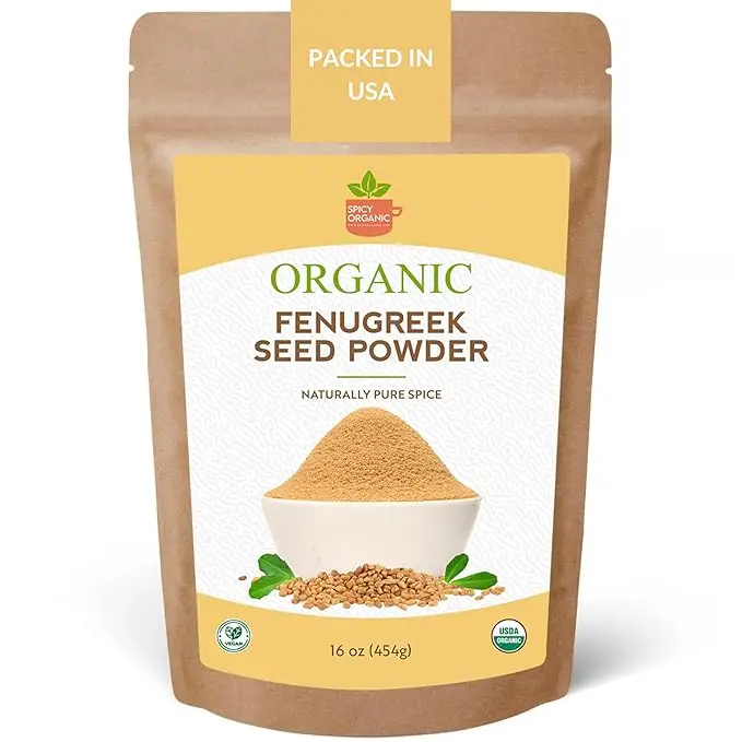 SPICY ORGANIC Fenugreek Powder - 16 OZ - USDA Certified Organic - Freshly Ground Indian Fenugreek Seeds for Hair, Tea & Robust Seasoning Spice in Cooking Natural Flavor
