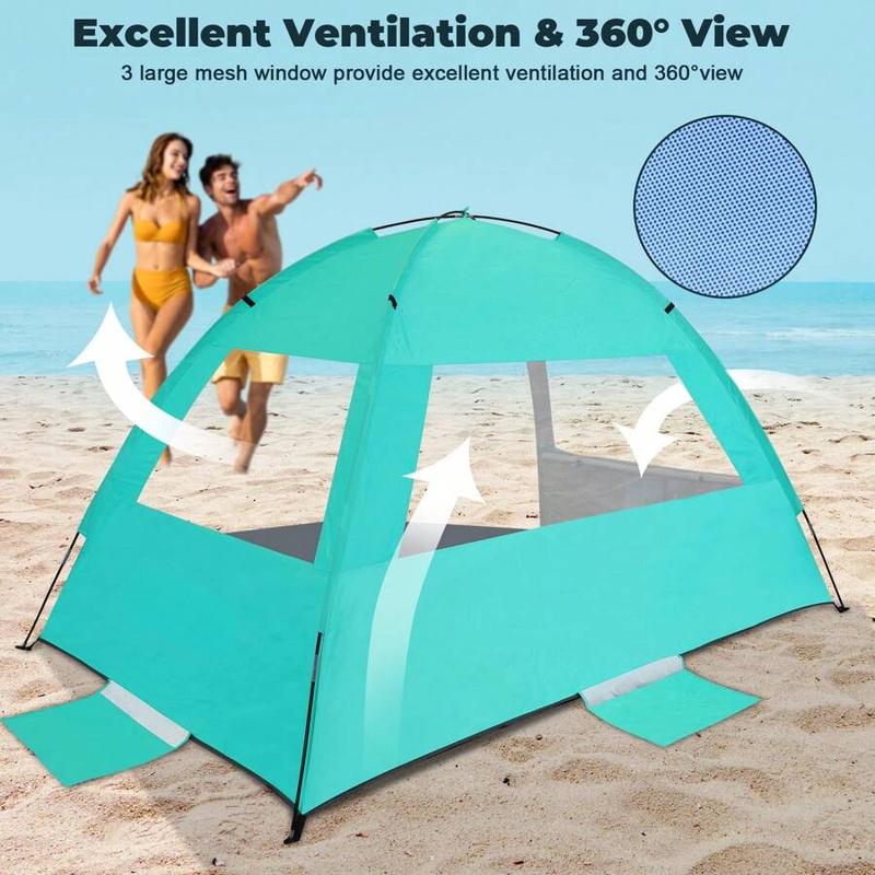 Beach Tent Sun Shelter For 3/4-5/6-7/8-10 Person, UPF 50+ UV Protection Beach Canopy, Lightweight And Easy Setup Cabana, Portable Beach Shade Tent